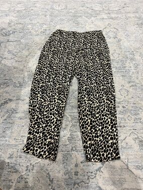 J. Crew Black and Cream Cropped Leopard Print Pants
